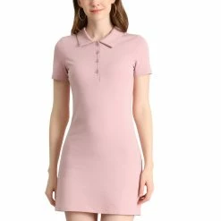 Allegra K Women's Casual Point Collar Short Sleeve Polo Dress