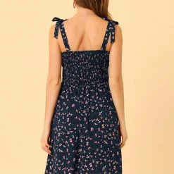 Allegra K Women's Sundress Spaghetti Strap Floral Smocked Dress 20 Allegra K Women's Sundress Spaghetti Strap Floral Smocked Dress