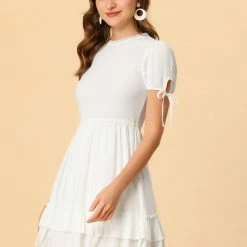Allegra K Women's Ruffle Textured Sweet Summer A-line Mini Dress 13 Allegra K Women's Ruffle Textured Sweet Summer A-line Mini Dress