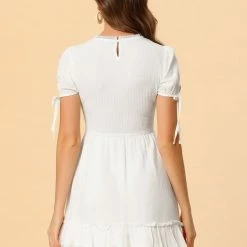 Allegra K Women's Ruffle Textured Sweet Summer A-line Mini Dress 14 Allegra K Women's Ruffle Textured Sweet Summer A-line Mini Dress