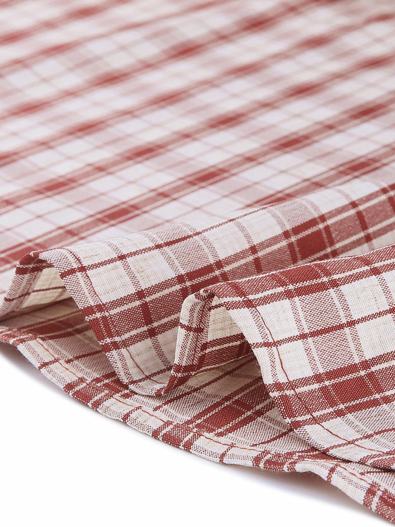 Allegra K Women's Plaid Dress Square Neck Tie Back Contrast Short Sleeve A-line Dress 9 Allegra K Women's Plaid Dress Square Neck Tie Back Contrast Short Sleeve A-line Dress