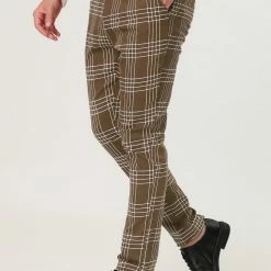 Allegra K Men's Dress Plaid Pants Formal Slim Fit Printed Business Checked Trousers