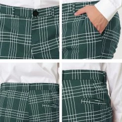 Allegra K Men's Dress Plaid Pants Formal Slim Fit Printed Business Checked Trousers