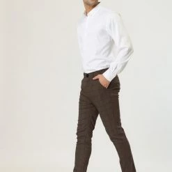 Allegra K Men's Plaid Dress Slim Fit Checked Business Pants With Pockets