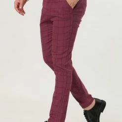Allegra K Men's Plaid Dress Slim Fit Checked Business Pants With Pockets