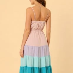 Allegra K Women's Summer Spaghetti Strap Dress V Neck Flowy Swing Chiffon Midi Dress 14 Allegra K Women's Summer Spaghetti Strap Dress V Neck Flowy Swing Chiffon Midi Dress