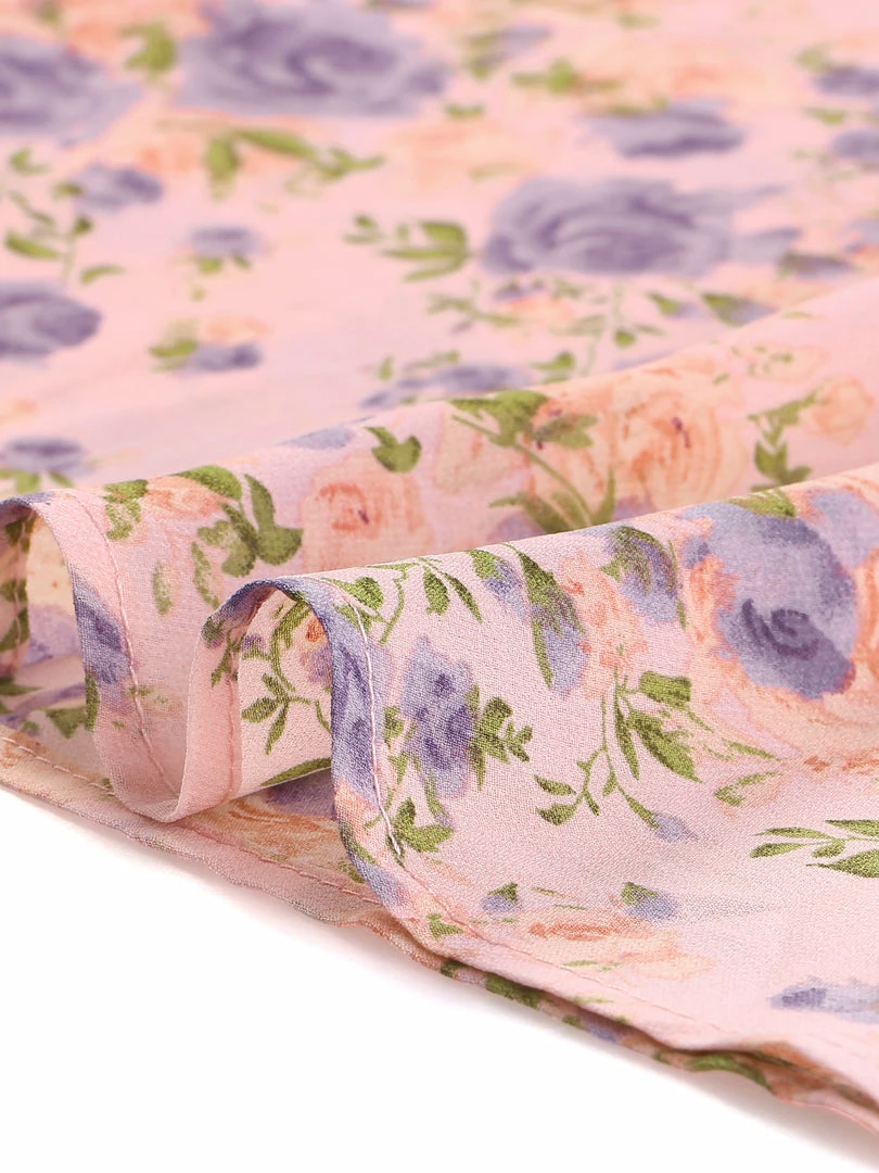 Allegra K Women's Floral Peter Pan Collar Ruffle Puff Sleeve Sheer Chiffon Short Sleeve Dress 9 Allegra K Women's Floral Peter Pan Collar Ruffle Puff Sleeve Sheer Chiffon Short Sleeve Dress