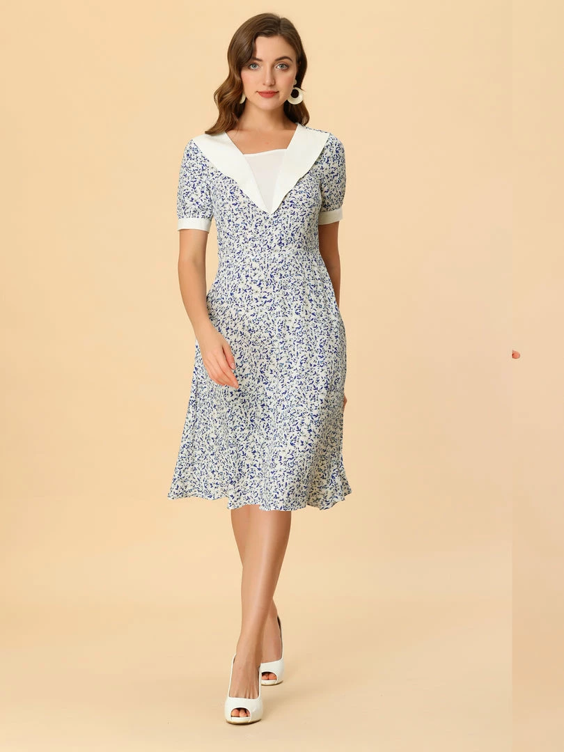 Allegra K Women's Floral A-Line Short Sleeve Summer Dress 6 Allegra K Women's Floral A-Line Short Sleeve Summer Dress