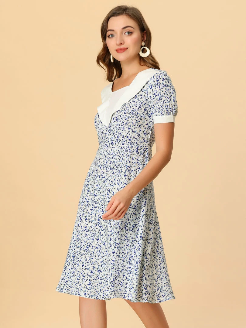 Allegra K Women's Floral A-Line Short Sleeve Summer Dress 7 Allegra K Women's Floral A-Line Short Sleeve Summer Dress