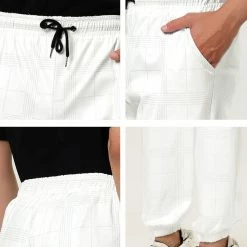 Allegra K Men's Plaid Jogger Track Pants Casual Athletic Slim Fit Drawstring Check Sweatpants