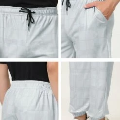 Allegra K Men's Plaid Jogger Track Pants Casual Athletic Slim Fit Drawstring Check Sweatpants