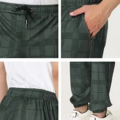 Allegra K Men's Plaid Jogger Track Pants Casual Athletic Slim Fit Drawstring Check Sweatpants