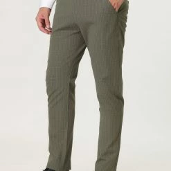 Allegra K Men's Plaid Dress Pants Classic Checked Slim Fit Formal Trousers