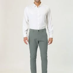 Allegra K Men's Plaid Dress Pants Classic Checked Slim Fit Formal Trousers