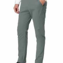 Allegra K Men's Plaid Dress Pants Classic Checked Slim Fit Formal Trousers