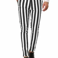 Allegra K Men's Striped Pants Casual Skinny Fit Color Block Pencil Dress Trousers 34 Allegra K Men's Striped Pants Casual Skinny Fit Color Block Pencil Dress Trousers