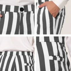 Allegra K Men's Striped Pants Casual Skinny Fit Color Block Pencil Dress Trousers 27 Allegra K Men's Striped Pants Casual Skinny Fit Color Block Pencil Dress Trousers