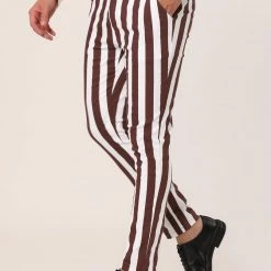 Allegra K Men's Striped Pants Casual Skinny Fit Color Block Pencil Dress Trousers 29 Allegra K Men's Striped Pants Casual Skinny Fit Color Block Pencil Dress Trousers