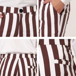 Allegra K Men's Striped Pants Casual Skinny Fit Color Block Pencil Dress Trousers 33 Allegra K Men's Striped Pants Casual Skinny Fit Color Block Pencil Dress Trousers