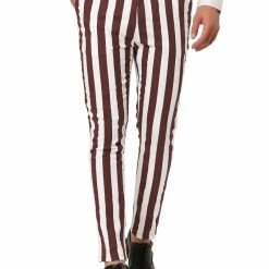 Allegra K Men's Striped Pants Casual Skinny Fit Color Block Pencil Dress Trousers 28 Allegra K Men's Striped Pants Casual Skinny Fit Color Block Pencil Dress Trousers
