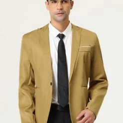 Allegra K Men's Formal Slim Fit Blazer Single Breasted One Button Dress Suit Sports Coat