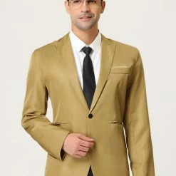 Allegra K Men's Formal Slim Fit Blazer Single Breasted One Button Dress Suit Sports Coat