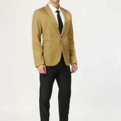 Allegra K Men's Formal Slim Fit Blazer Single Breasted One Button Dress Suit Sports Coat