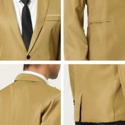 Allegra K Men's Formal Slim Fit Blazer Single Breasted One Button Dress Suit Sports Coat