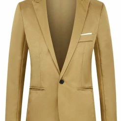 Allegra K Men's Formal Slim Fit Blazer Single Breasted One Button Dress Suit Sports Coat