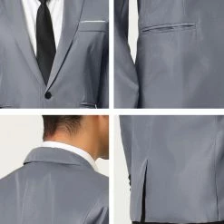 Allegra K Men's Formal Slim Fit Blazer Single Breasted One Button Dress Suit Sports Coat