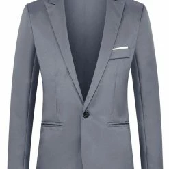 Allegra K Men's Formal Slim Fit Blazer Single Breasted One Button Dress Suit Sports Coat