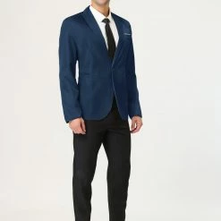 Allegra K Men's Formal Slim Fit Blazer Single Breasted One Button Dress Suit Sports Coat