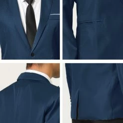 Allegra K Men's Formal Slim Fit Blazer Single Breasted One Button Dress Suit Sports Coat