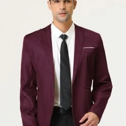 Allegra K Men's Formal Slim Fit Blazer Single Breasted One Button Dress Suit Sports Coat