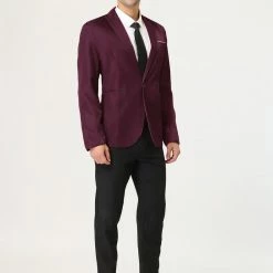 Allegra K Men's Formal Slim Fit Blazer Single Breasted One Button Dress Suit Sports Coat