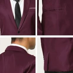 Allegra K Men's Formal Slim Fit Blazer Single Breasted One Button Dress Suit Sports Coat