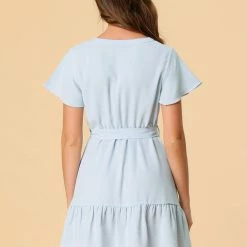 Allegra K Women's Summer Dresses Ruffled V-Neck Short Sleeve Tiered Solid Mini Dress 12 Allegra K Women's Summer Dresses Ruffled V-Neck Short Sleeve Tiered Solid Mini Dress