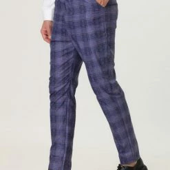 Allegra K Men's Plaid Dress Pants Slim Fit Classic Checked Business Trousers