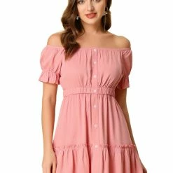 Allegra K Women's Solid Short Sleeve Smocked Summer Dress 10 Allegra K Women's Solid Short Sleeve Smocked Summer Dress