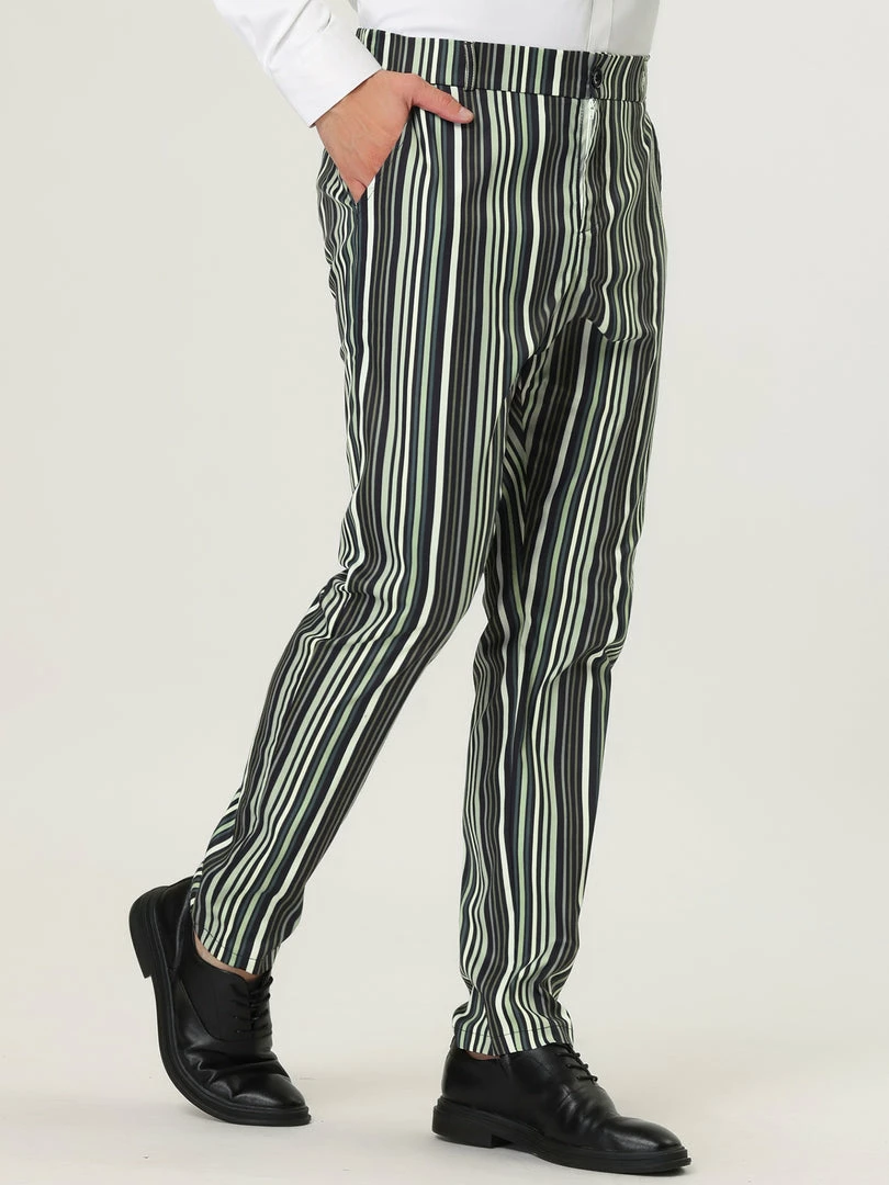 Allegra K Men's Dress Striped Pants Slim Fit Flat Front Prom Pencil Trousers 11 Allegra K Men's Dress Striped Pants Slim Fit Flat Front Prom Pencil Trousers