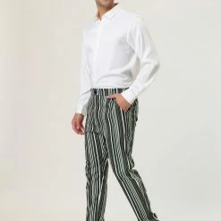 Allegra K Men's Dress Striped Pants Slim Fit Flat Front Prom Pencil Trousers 25 Allegra K Men's Dress Striped Pants Slim Fit Flat Front Prom Pencil Trousers