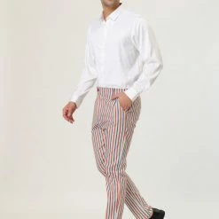 Allegra K Men's Dress Striped Pants Slim Fit Flat Front Prom Pencil Trousers 19 Allegra K Men's Dress Striped Pants Slim Fit Flat Front Prom Pencil Trousers