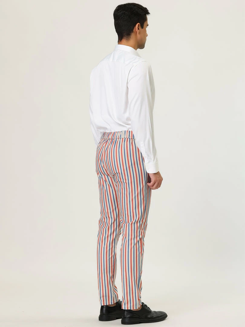Allegra K Men's Dress Striped Pants Slim Fit Flat Front Prom Pencil Trousers 8 Allegra K Men's Dress Striped Pants Slim Fit Flat Front Prom Pencil Trousers