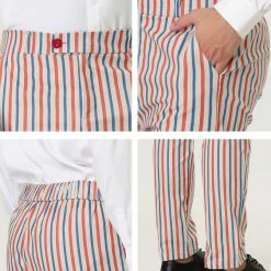 Allegra K Men's Dress Striped Pants Slim Fit Flat Front Prom Pencil Trousers 21 Allegra K Men's Dress Striped Pants Slim Fit Flat Front Prom Pencil Trousers