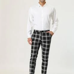 Allegra K Men's Classic Plaid Business Pants Slim Fit Pencil Chino Dress Trousers 20 Allegra K Men's Classic Plaid Business Pants Slim Fit Pencil Chino Dress Trousers