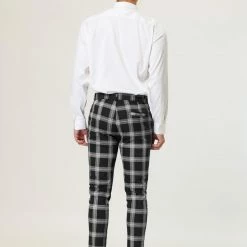 Allegra K Men's Classic Plaid Business Pants Slim Fit Pencil Chino Dress Trousers 22 Allegra K Men's Classic Plaid Business Pants Slim Fit Pencil Chino Dress Trousers