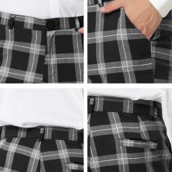 Allegra K Men's Classic Plaid Business Pants Slim Fit Pencil Chino Dress Trousers 23 Allegra K Men's Classic Plaid Business Pants Slim Fit Pencil Chino Dress Trousers