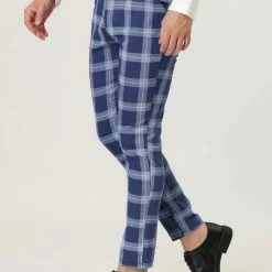 Allegra K Men's Classic Plaid Business Pants Slim Fit Pencil Chino Dress Trousers 25 Allegra K Men's Classic Plaid Business Pants Slim Fit Pencil Chino Dress Trousers