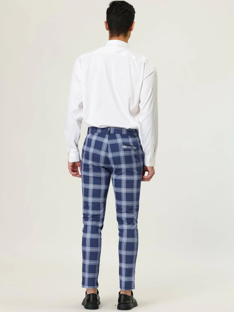 Allegra K Men's Classic Plaid Business Pants Slim Fit Pencil Chino Dress Trousers 15 Allegra K Men's Classic Plaid Business Pants Slim Fit Pencil Chino Dress Trousers