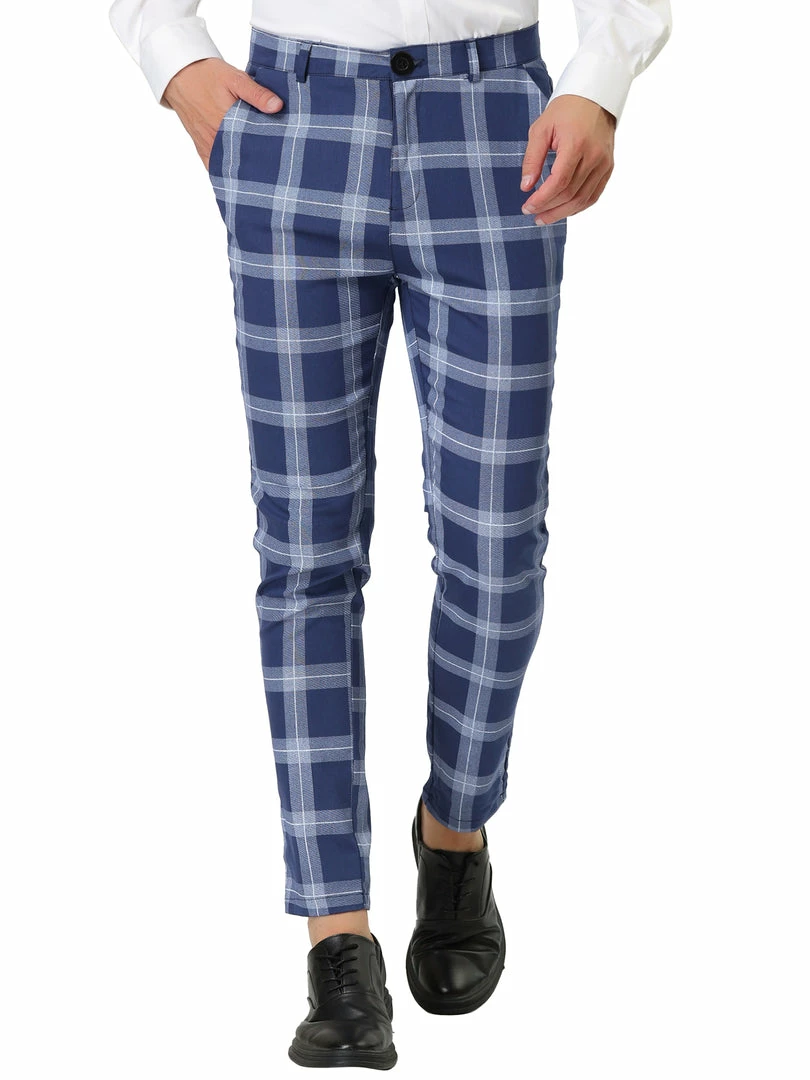 Allegra K Men's Classic Plaid Business Pants Slim Fit Pencil Chino Dress Trousers 11 Allegra K Men's Classic Plaid Business Pants Slim Fit Pencil Chino Dress Trousers